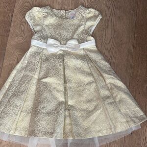Elegant Gold Kids Dress with Bow
